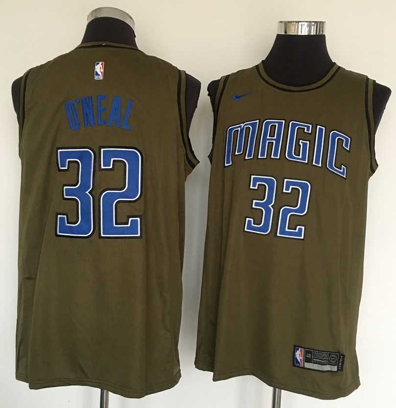 Magic 32 Shaquille O'Neal Olive Nike Swingman Stitched NBA Jersey